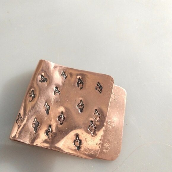 Solid Copper Money Clip Saturn Handmade Rustic Men Planet Gift Usher Father Dad - Picture 9 of 11